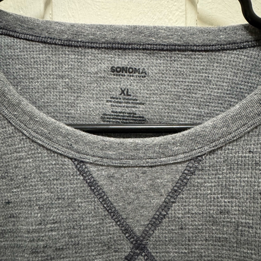 Sonoma Men’s XL Gray Waffle Knit Thermal Shirt Pullover Casual - Picture 2 of 3